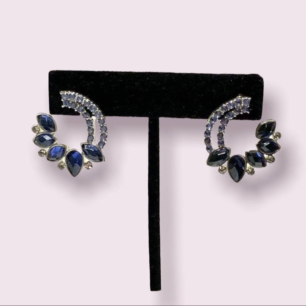 Napier Blue Sapphire Stone Colour Princess Diana Earrings Girlfriend Gift